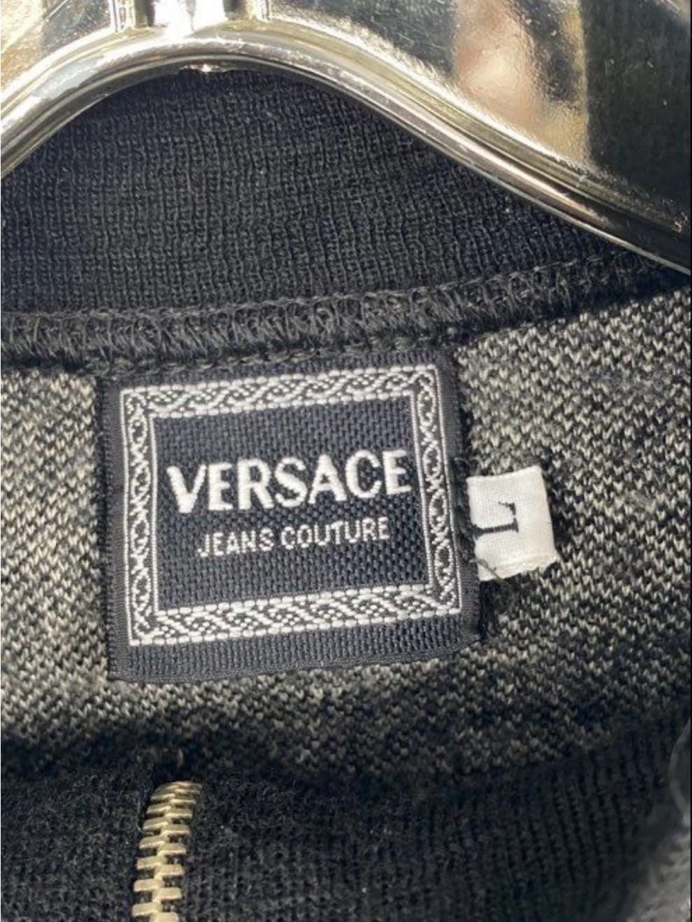 Versace women's grey speckled knit 1/4 zip pullover sweater authentic with COA - Picture 4 of 6